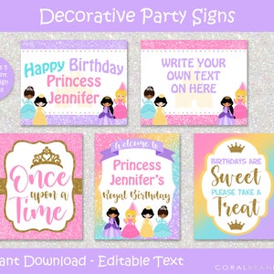 Princess Editable Printable Birthday Party Decorations Royal | Etsy