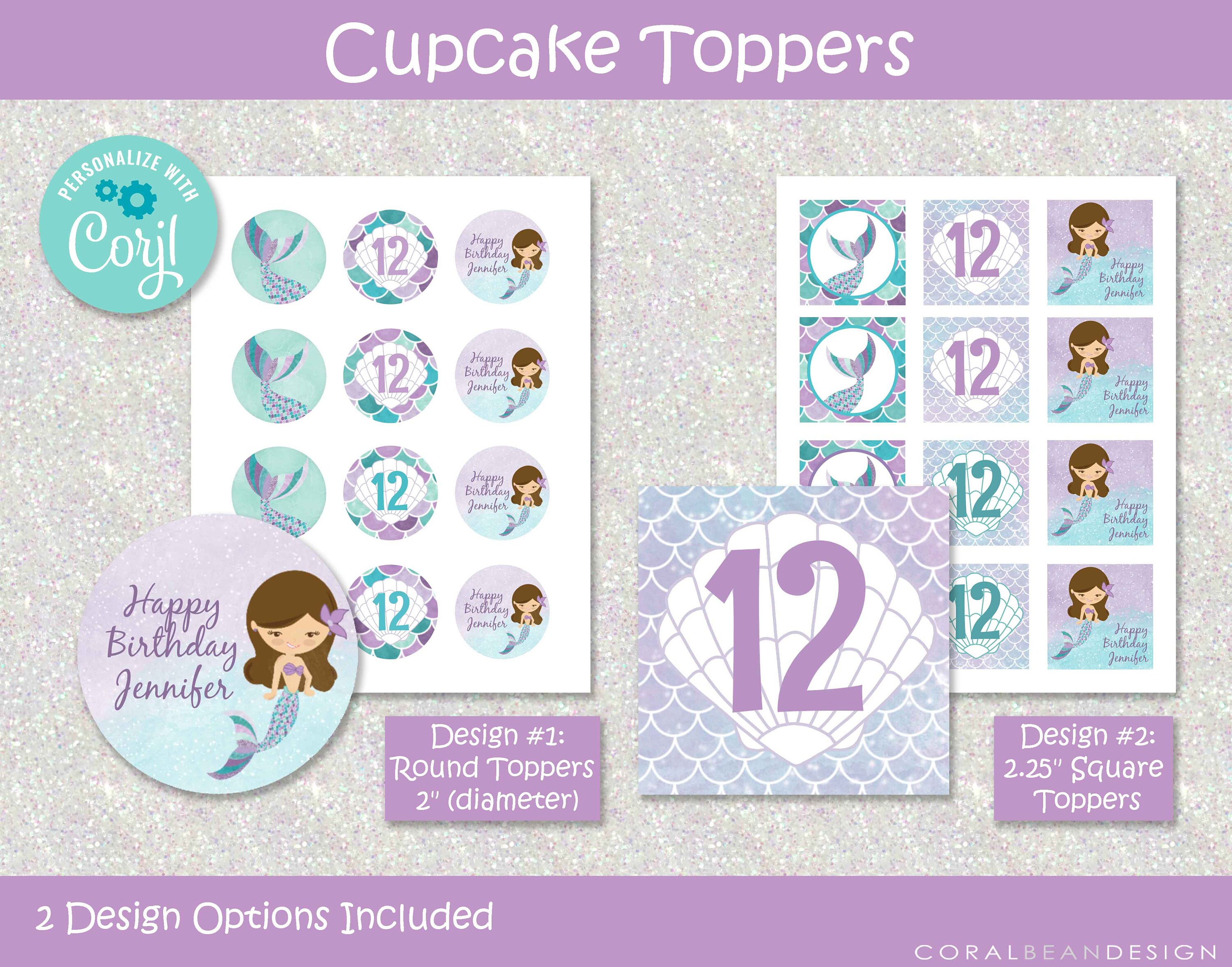 Mermaid Editable Printable Birthday Party Decoration Package, Under the ...