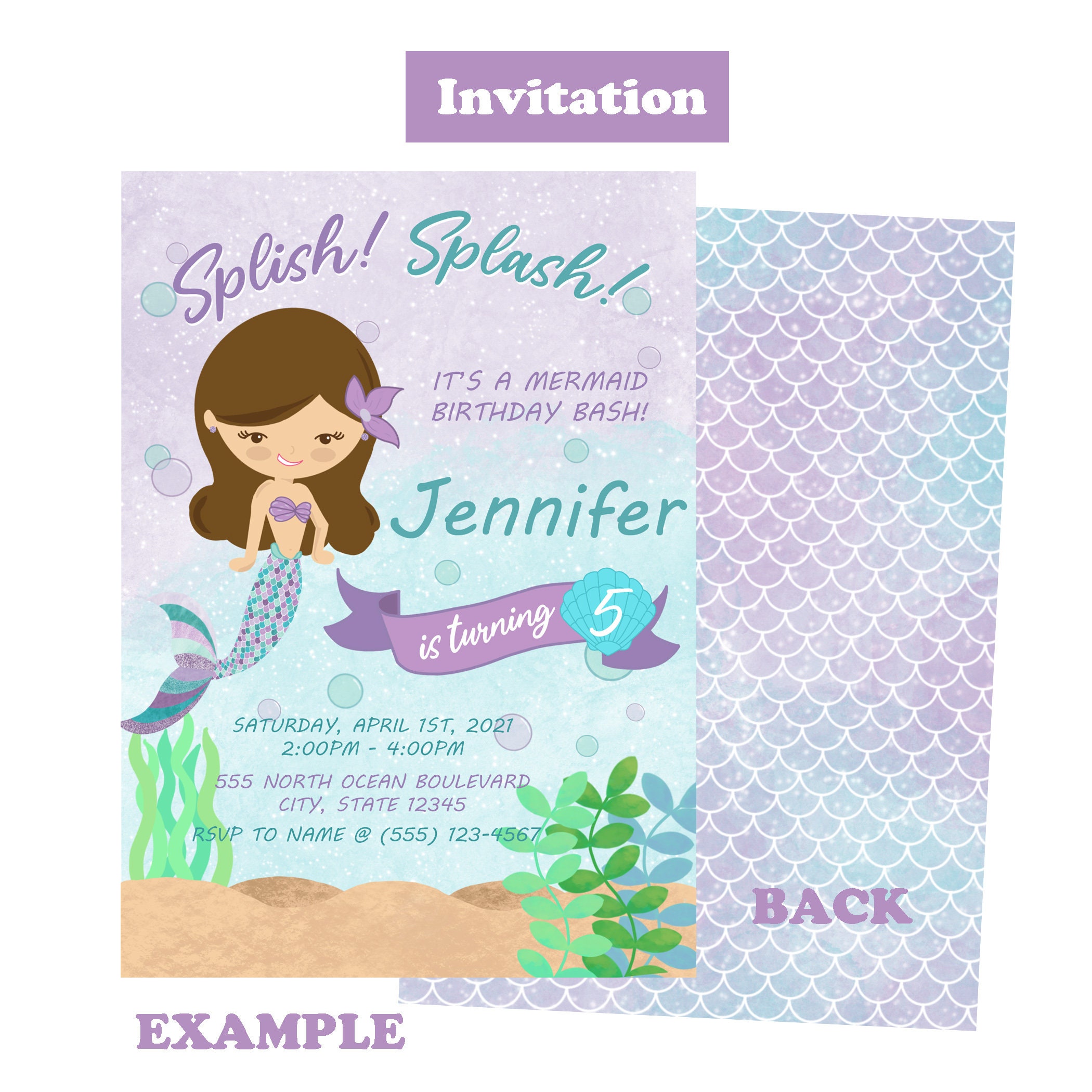 Mermaid Editable Printable Birthday Party Decoration Package | Etsy