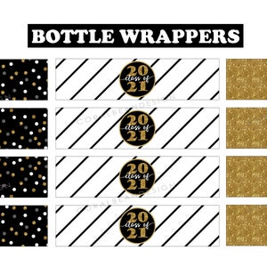 Black and Gold Editable Printable Graduation Party Decoration | Etsy