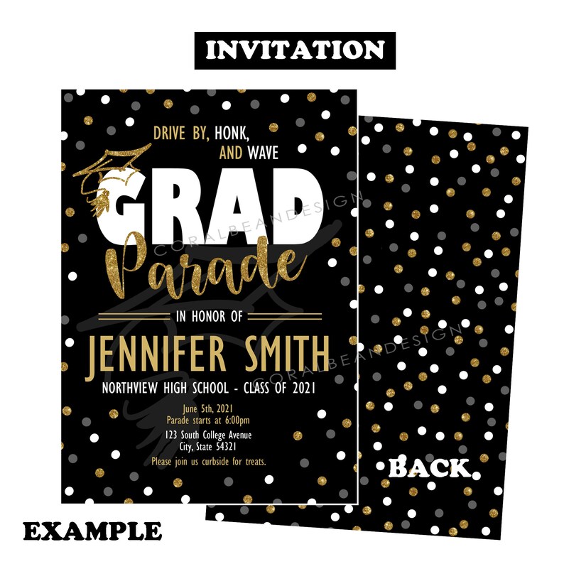 Black &amp; Gold Graduation Party Decorations Editable Printable | Etsy