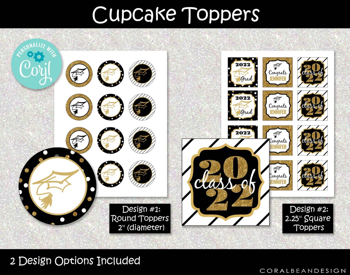 Black and Gold Editable Printable Graduation Party Decoration - Etsy