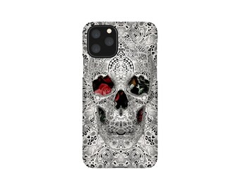 Funda de iPhone 14 de calavera gótica, funda de iPhone de calavera de azúcar, funda de Samsung de calavera fresca, regalo de caja de teléfono de calavera, funda para iPhone 13 Mini
