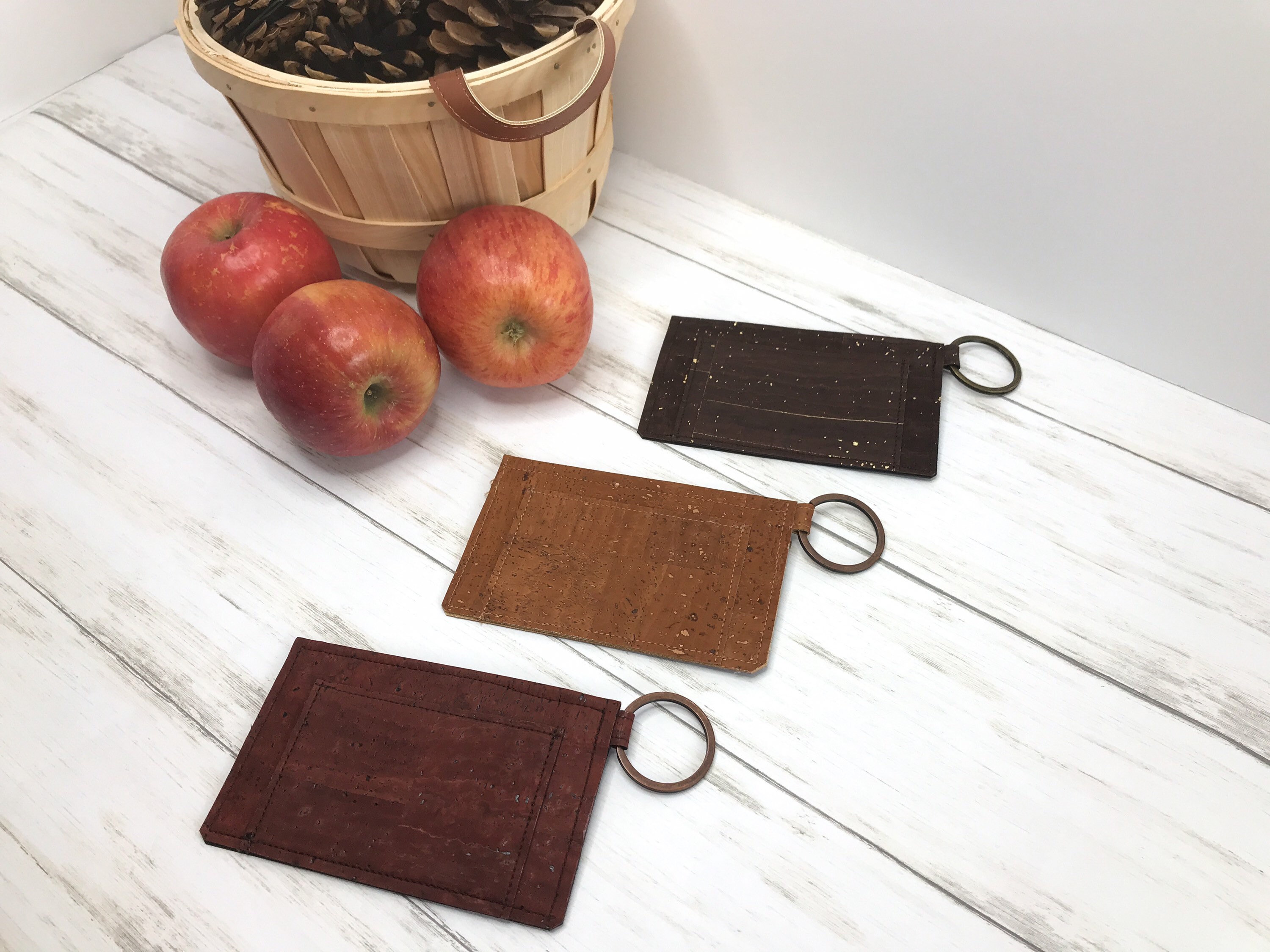 Keychain Wallet Minimalist Cork Wallets With Key Ring Winter Etsy UK