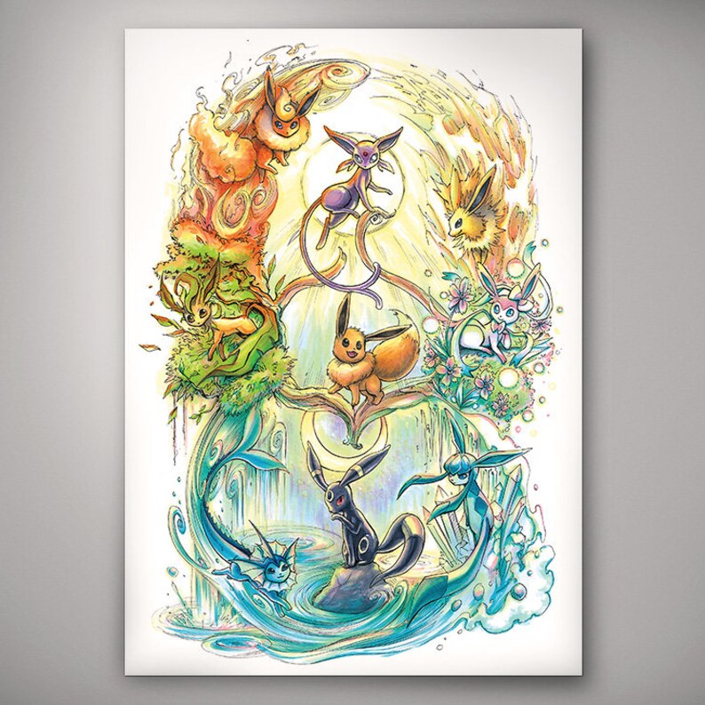 Pokemon Eeveelution Art Print Illustration
