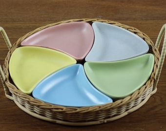 Vintage Lazy Susan / MCM Dishware / Retro Serving Dishes, Crockery / Ceramic in Pastel Colours by Cortendorf Germany / Mid–Century Modern