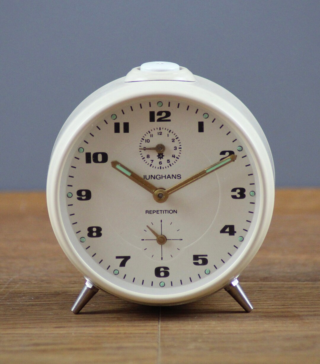Vintage Junghans Alarm Clock Cream & White Metal Desk Clock Etsy