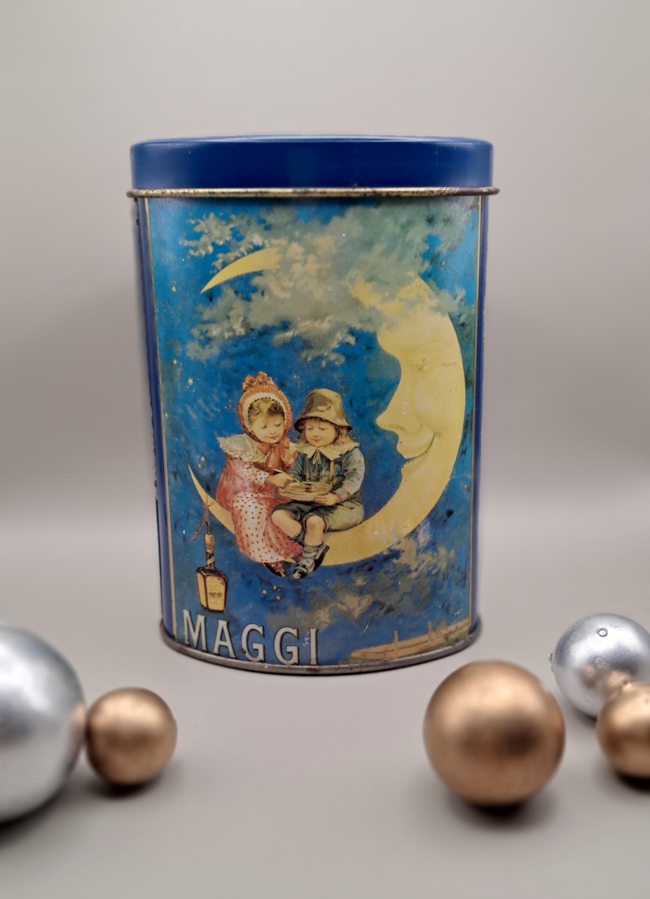 Vintage Advertising Tin Box | Oval Shape | Crescent Moon With Face