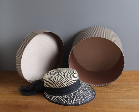 Vintage Woman Straw Hat + Hat Box | Beach Hat | B… - image 9