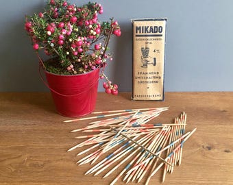 Vintage Mikado Game | Antique Pick-Up Sticks Game | Wooden Sticks in Paper Package | Old Board Game | Children’s Game, Toy | Germany 1930s