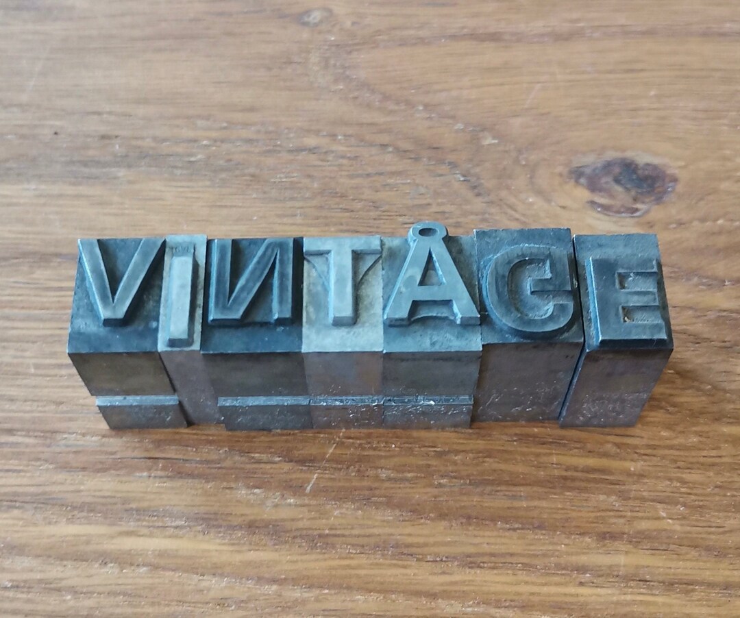 Antique Letterpress Metal Types, Letters Printing Typography Upper Case Lead Blocks Vintage Set