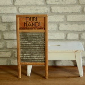 Antique Washboard Wood and Metal | Vintage Wash Board | Columbus Dubl Handi Washboard | Farmhouse, Cottage Decoration | USA 1940s