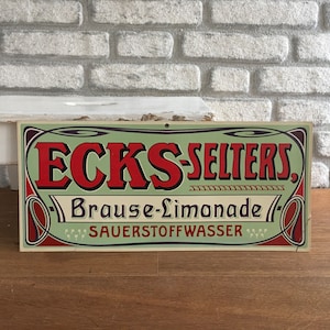 Tablero publicitario antiguo / Letrero de cartón / Vintage original / Ecks Selters Brause Limonade Sauerstoff Wasser / 1920 Alemania / Art Déco