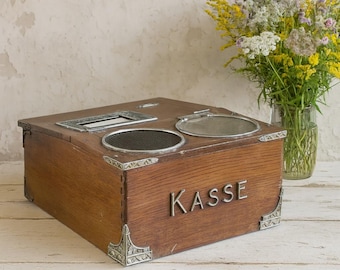 Antique Cash Register | Vintage Wooden Cash Drawer, Cash Till | Old Shop Cash Register with Working Bell | Probably by National USA 1910