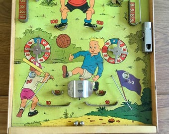 Grand plateau de table bagatelle en bois jeu de flipper en laiton rétro