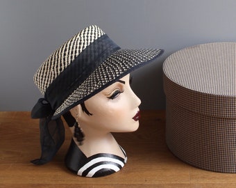 Vintage Miss Sally Victor Feature Hat in Hat Box Vintage Pill Box Hat and Hat Box Miss Sally Victor New York  main image 2