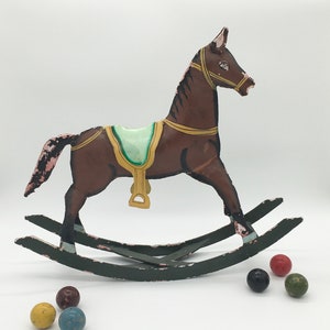 Vintage Rocking Horse for Decoration | Metal Rocking Horse Figurine | Iron Carousel/ Circus Horse | Home Decor | Gift Horse Lovers | 1950s