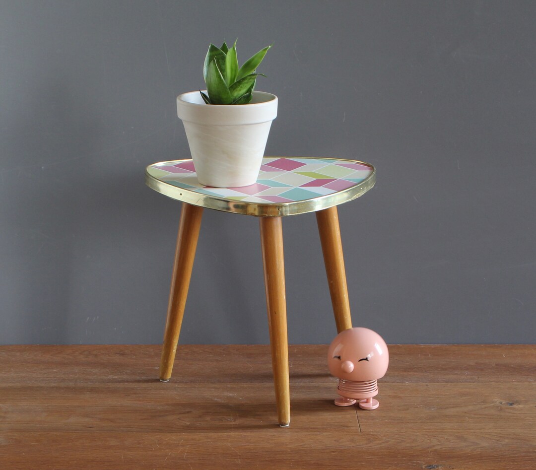 Vintage Plant Stand Tripod Stool Rockabilly Side Table Etsy