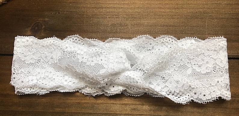 Wrap Lace Headband Wide Birthday White Wedding NB-Teen You Choose Size