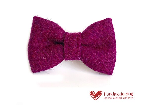 Handmade Harris Tweed Pink Dog Bow Tie Dickie Bow For Dogs and Puppies Handmade Harris Tweed Pink Dog Bow Tie Dickie Bow For Dogs and Puppies