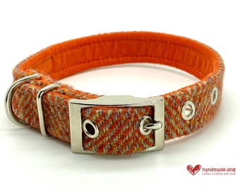 Rust Herringbone 'Harris Tweed' Dog Collar