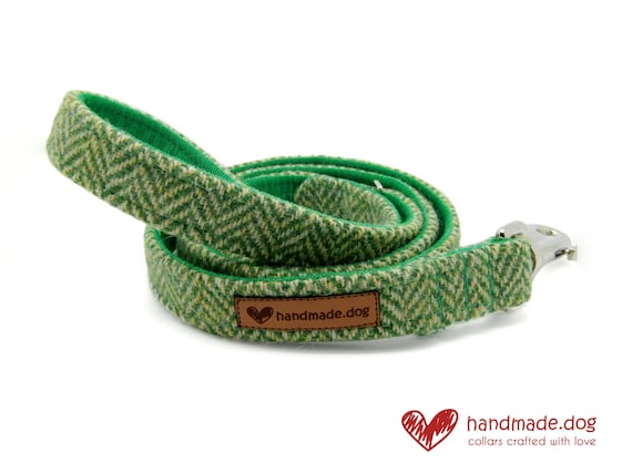 Handmade Green Herringbone 'Harris Tweed' Dog Lead