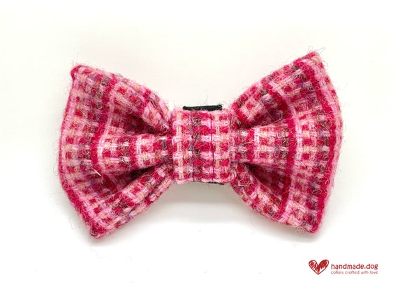 Cherry Crush 'Harris Tweed' Dog Dickie Bow