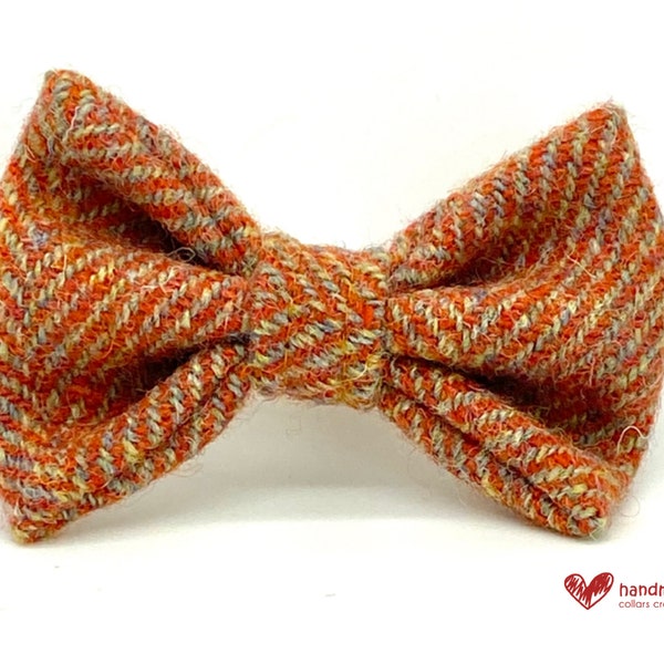 Rust Herringbone 'Harris Tweed' Dog Dickie Bow