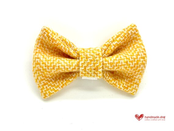 Lemon Sherbet 'Harris Tweed' Dog Dickie Bow