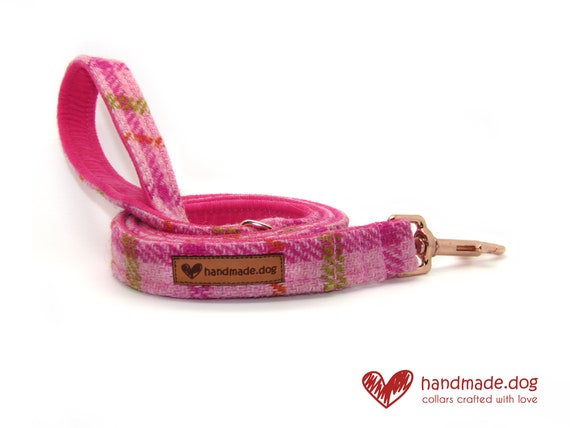 Pink Check 'Harris Tweed' Dog Lead
