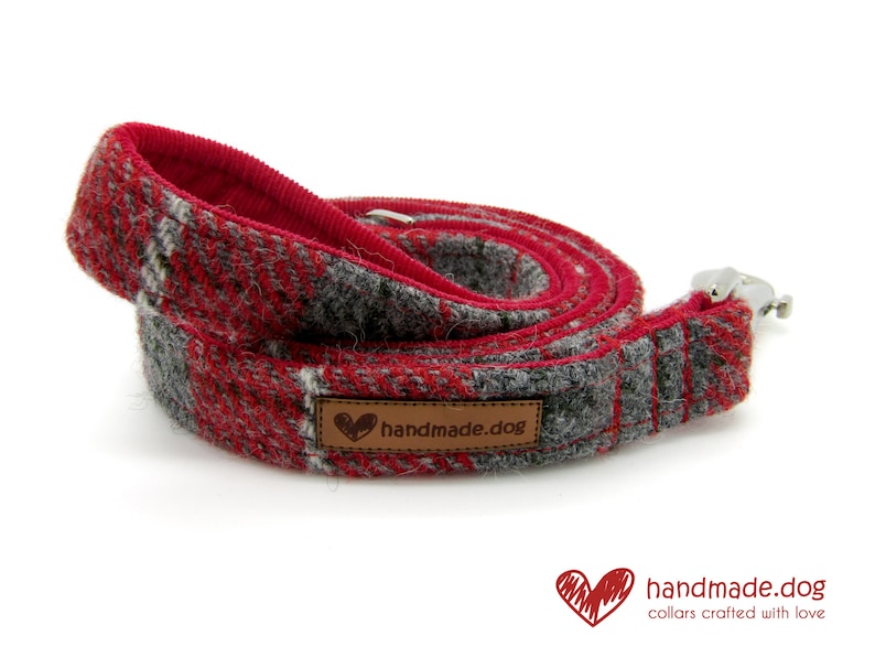 red tweed dog collar
