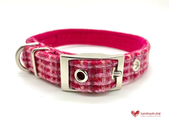 Cherry Crush 'Harris Tweed' Dog Collar
