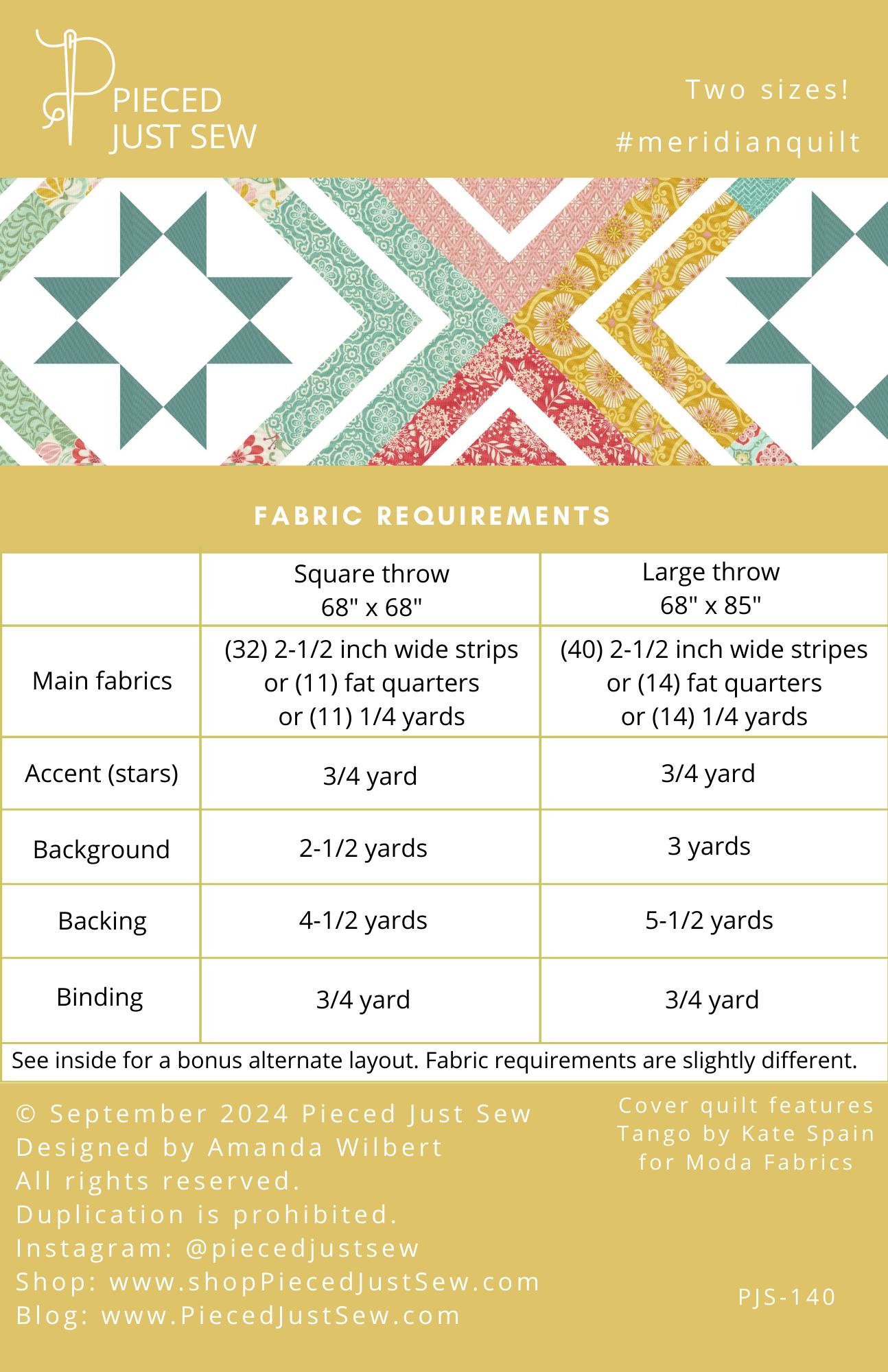 Meridian PDF Digital Quilt Pattern by Pieced Just Sew, Jelly Roll and ...