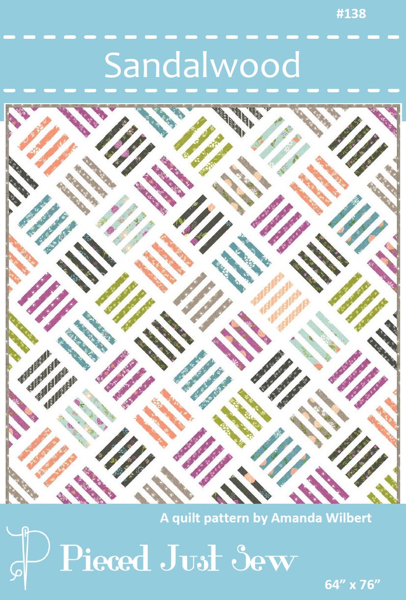 Patrón de edredón digital PDF de sándalo de Pieced Just Sew, Honey Bun, Fat Quarter o Fat Eighth Friendly imagen 3