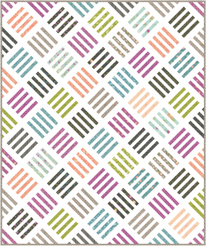 Patrón de edredón digital PDF de sándalo de Pieced Just Sew, Honey Bun, Fat Quarter o Fat Eighth Friendly imagen 1