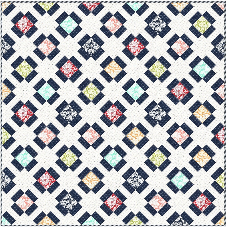 Garden Charm PDF Digital Quilt Pattern by Pieced Just Sew Charm Pack or Fat Quarter Friendly