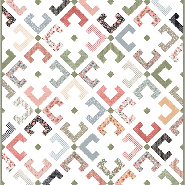 Ophelia PDF Digital Quilt Pattern by Pieced Just Sew, Jelly Roll or Fat Quarter Friendly