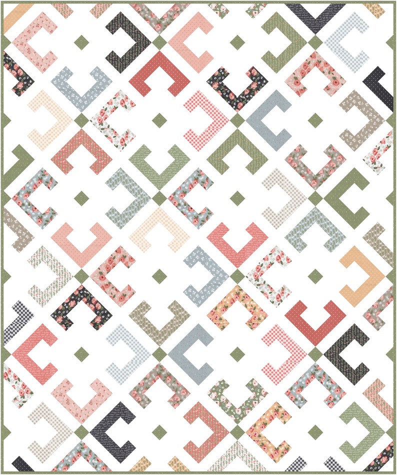 Ophelia PDF digitaal quiltpatroon van Pieced Just Sew, Jelly Roll of Fat Quarter Friendly afbeelding 1