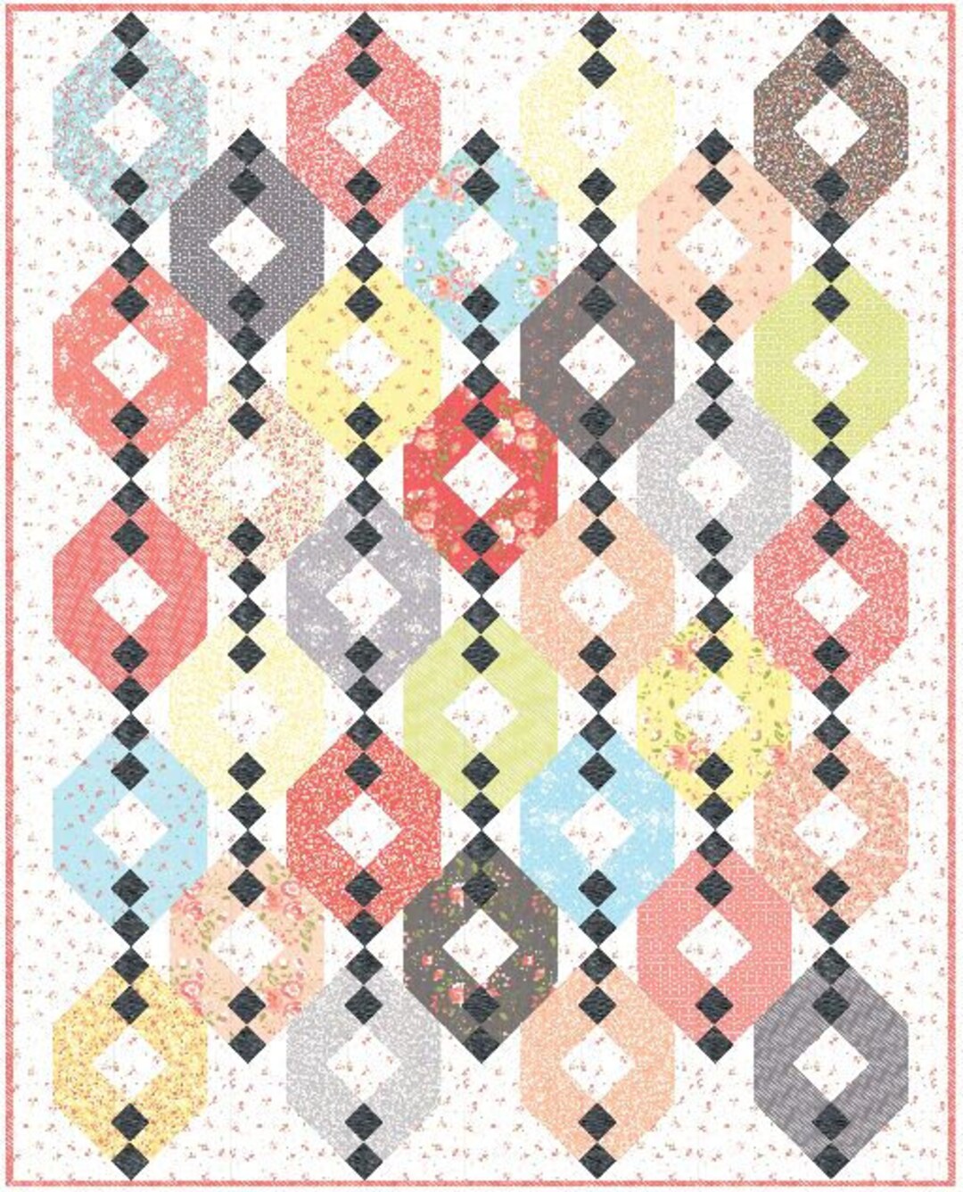 Evening Glow PDF Digital Quilt Pattern by Pieced Just Sew, Layer Cake