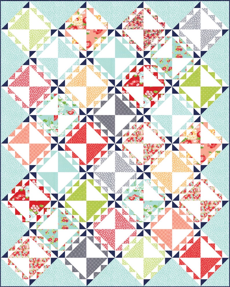 Spun Sugar PDF Digital Quilt Pattern by Pieced Just Sew, Fat Quarter Friendly image 1