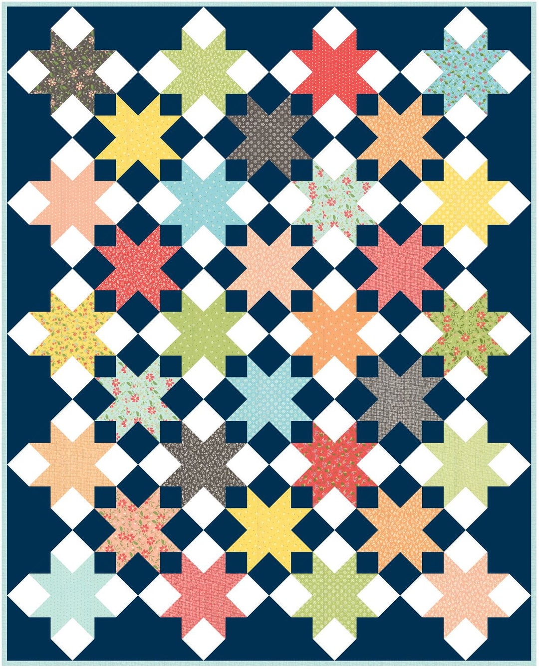 Shining Stars PDF Digital Quilt Pattern by Pieced Just Sew, Fat Quarter
