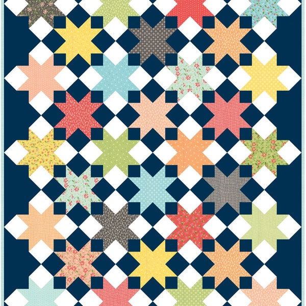 Shining Stars PDF Digital Quilt Pattern by Pieced Just Sew, Fat Quarter or Fat Eighth Friendly