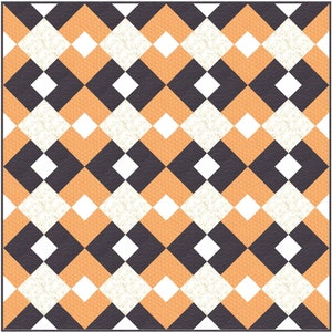 May include: A black and orange checkered pattern with white diamonds in the center of each square. The pattern is repeated throughout the image.