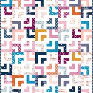 Patrón de edredón digital en formato PDF Log Jam de Pieced Just Sew, Jelly Roll o Fat Quarter Friendly