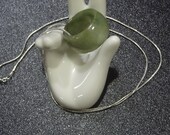 1904-62 - Polished Translucent Jadeite Ring With Black Leather Cord - Thumb Ring - Jade Stone - Gamble Stone - Size 11 (20.3mm)