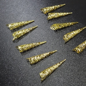 CLAW-GOLD(8cm) - Set di 5 o 10 Artigli Regolabili In Acciaio Inossidante Filigree - Filigree Claws (8cm Long) - Guardie delle unghie
