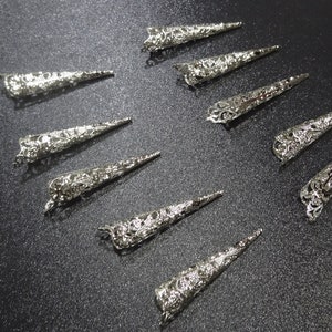 CLAW-SILVER(8cm) - Set di 5 o 10 Artigli regolabili in Argento In argento Indissidabile - Filigree Claws (8cm Long) - Guardie delle unghie