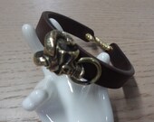 2101-2106 - Leather Cuff Bracelet - Skull Brass Concho