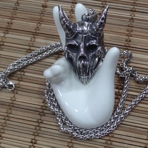 2008 - 01 - Stainless Steel Pendant - Japanese Noh Mask Hannya Devil Demon - Surfer / Biker - Oni Noh Mask - Prajna Demon -  Samurai Mask11