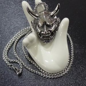 2004-16 - Stainless Steel Pendant - Japanese Noh Mask Hannya Devil Demon - Surfer / Biker - Oni Noh Mask - Prajna Demon -  Samurai Mask11